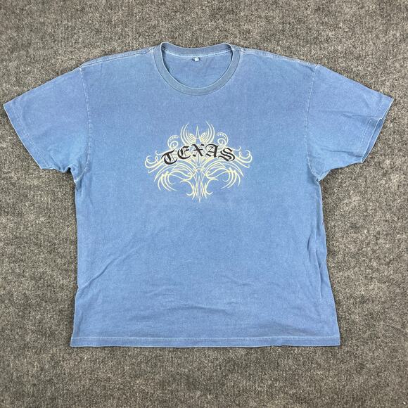 Zynco T-Shirt Mens Size 2XL Blue Texas Graphic Tee Short Sleeve Western Font - Picture 2 of 10